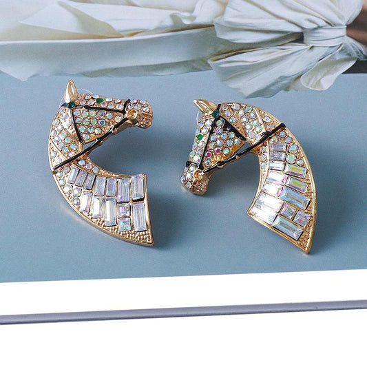 Cercei aurii, cu pietre, forma de cap de cal, Henrica C7 - Pursehuit.ro