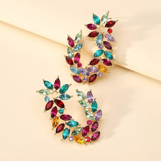 Cercei aurii, cu pietre multicolore, Netty C3 - Pursehuit.ro