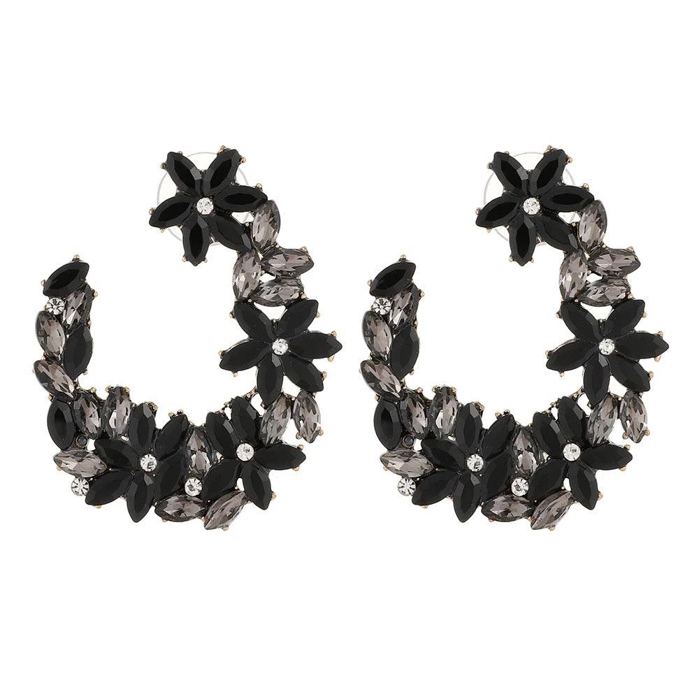 Cercei aurii, cu pietre negre, Halina C7 OUT - Pursehuit.ro