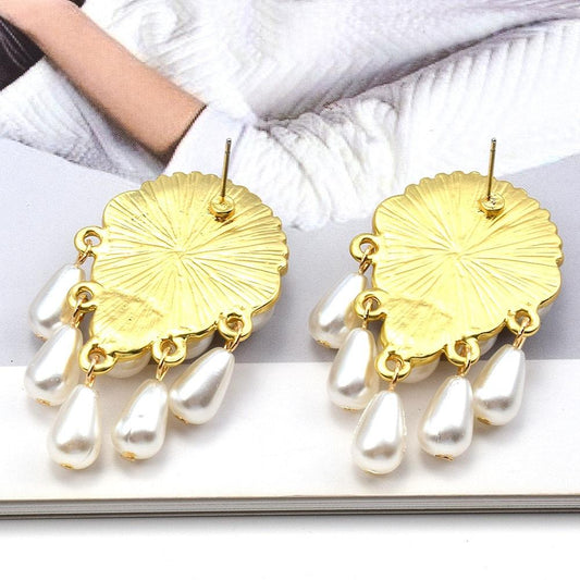 Cercei aurii, cu pietre si perle, Gernot C3 - Pursehuit.ro