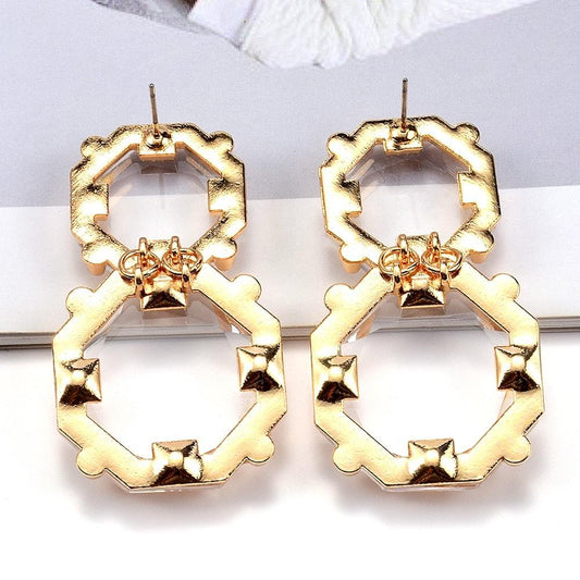 Cercei aurii, cu pietre transparente, Dia C3 - Pursehuit.ro