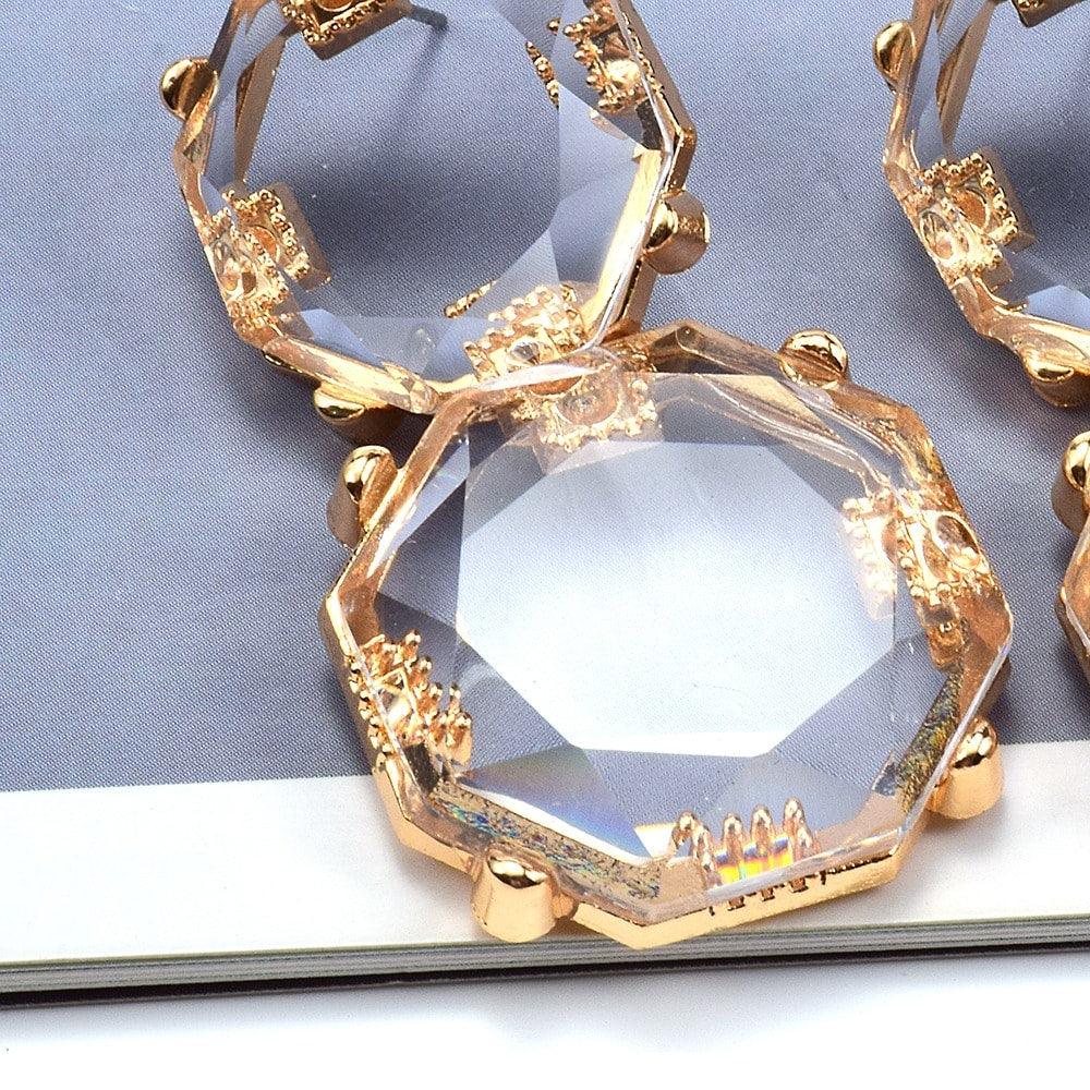 Cercei aurii, cu pietre transparente, Dia C3 - Pursehuit.ro