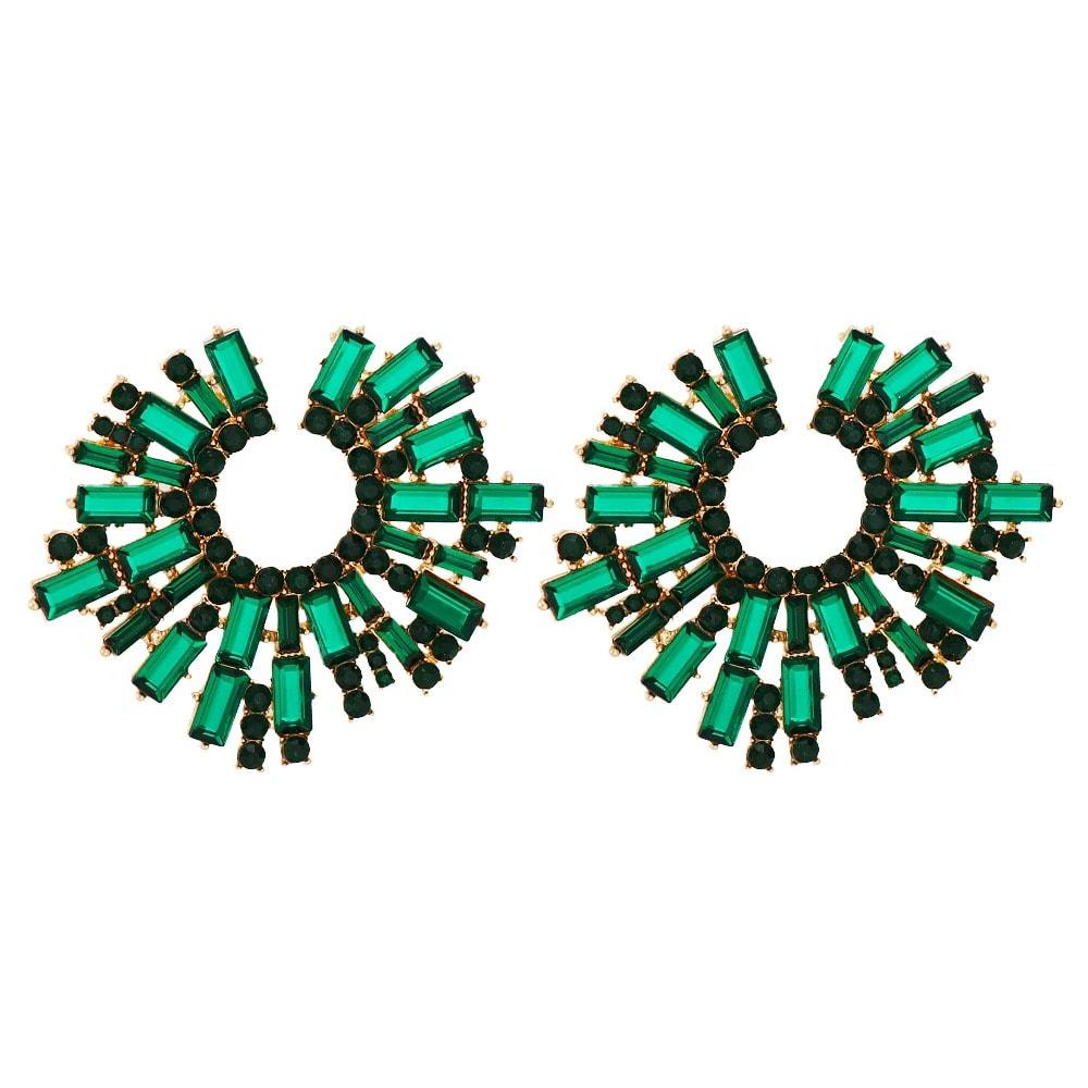 Cercei aurii, cu pietre verzi, Rickey C17 - Pursehuit.ro