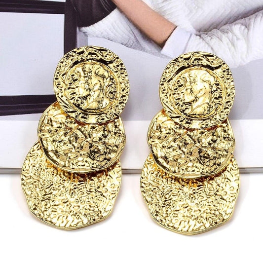 Cercei aurii, cu textura incretita, Anthony C5 - Pursehuit.ro