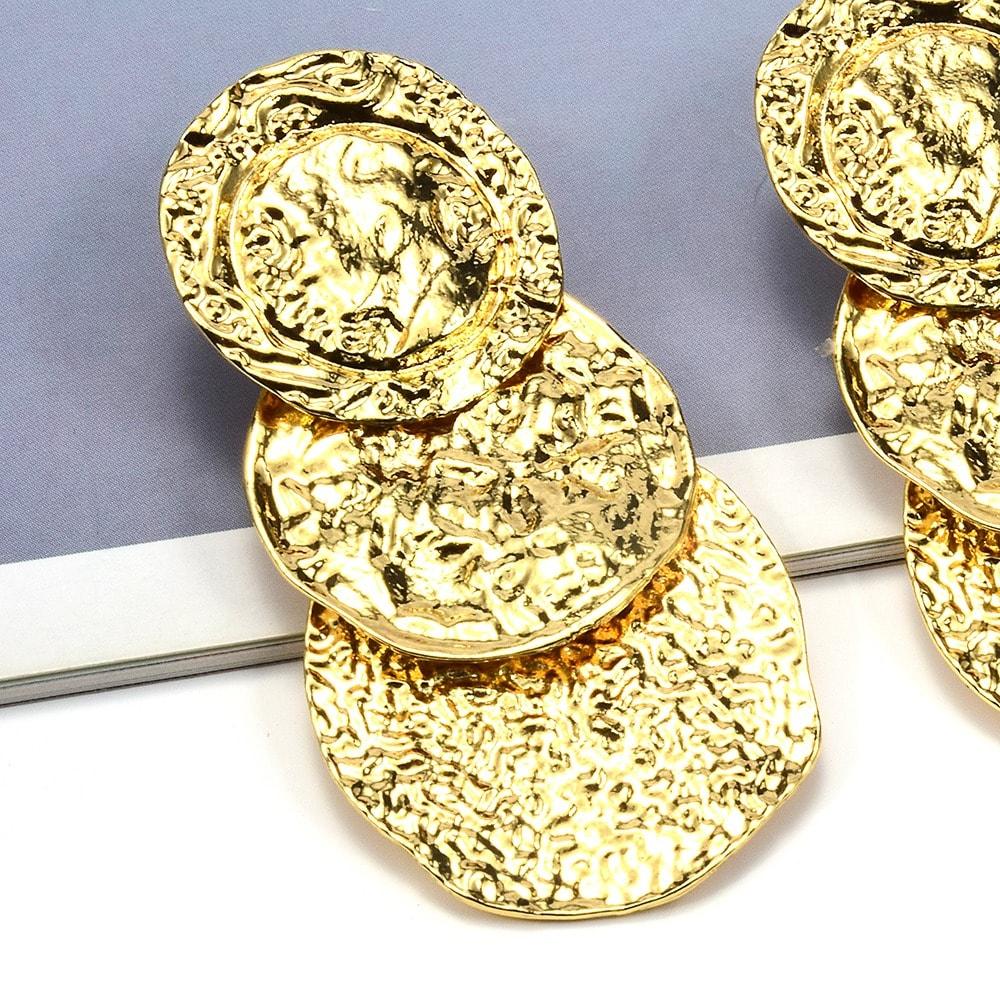 Cercei aurii, cu textura incretita, Anthony C5 - Pursehuit.ro