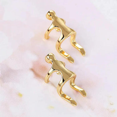 Cercei aurii, ear cuff, forma umana, Dahlia C18 - Pursehuit.ro