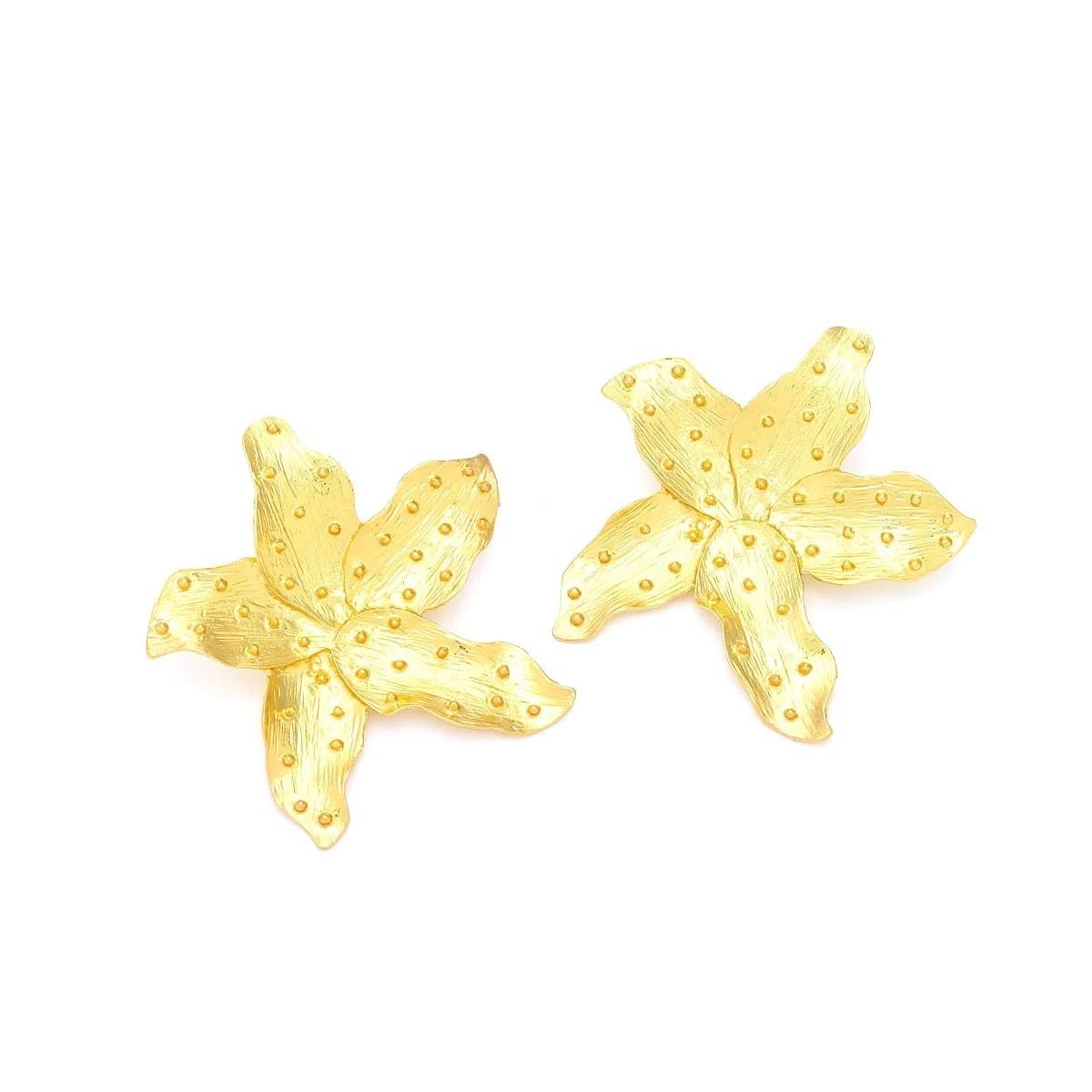 Cercei aurii, forma de floare, Marck C22 - Pursehuit.ro