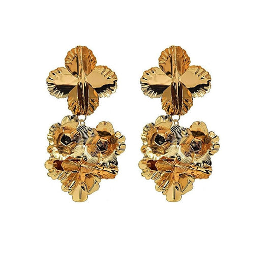 Cercei aurii, forma de floare, Ronney C5 - Pursehuit.ro