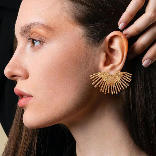 Cercei aurii, forma de raze de soare, Helmina C14 - Pursehuit.ro