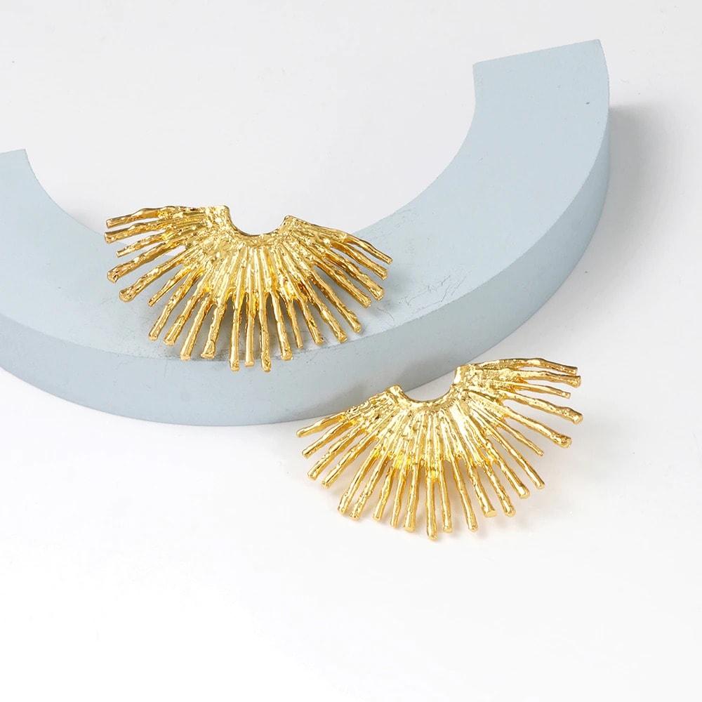 Cercei aurii, forma de raze de soare, Helmina C14 - Pursehuit.ro