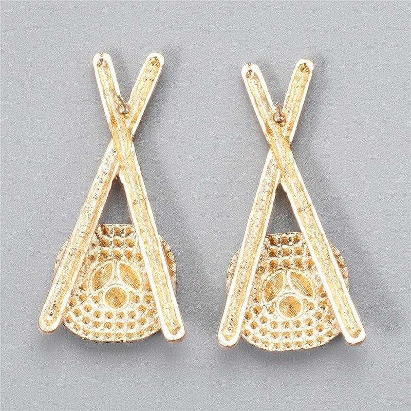 Cercei aurii, forma de sushi cu perlute, Saija C14 - Pursehuit.ro