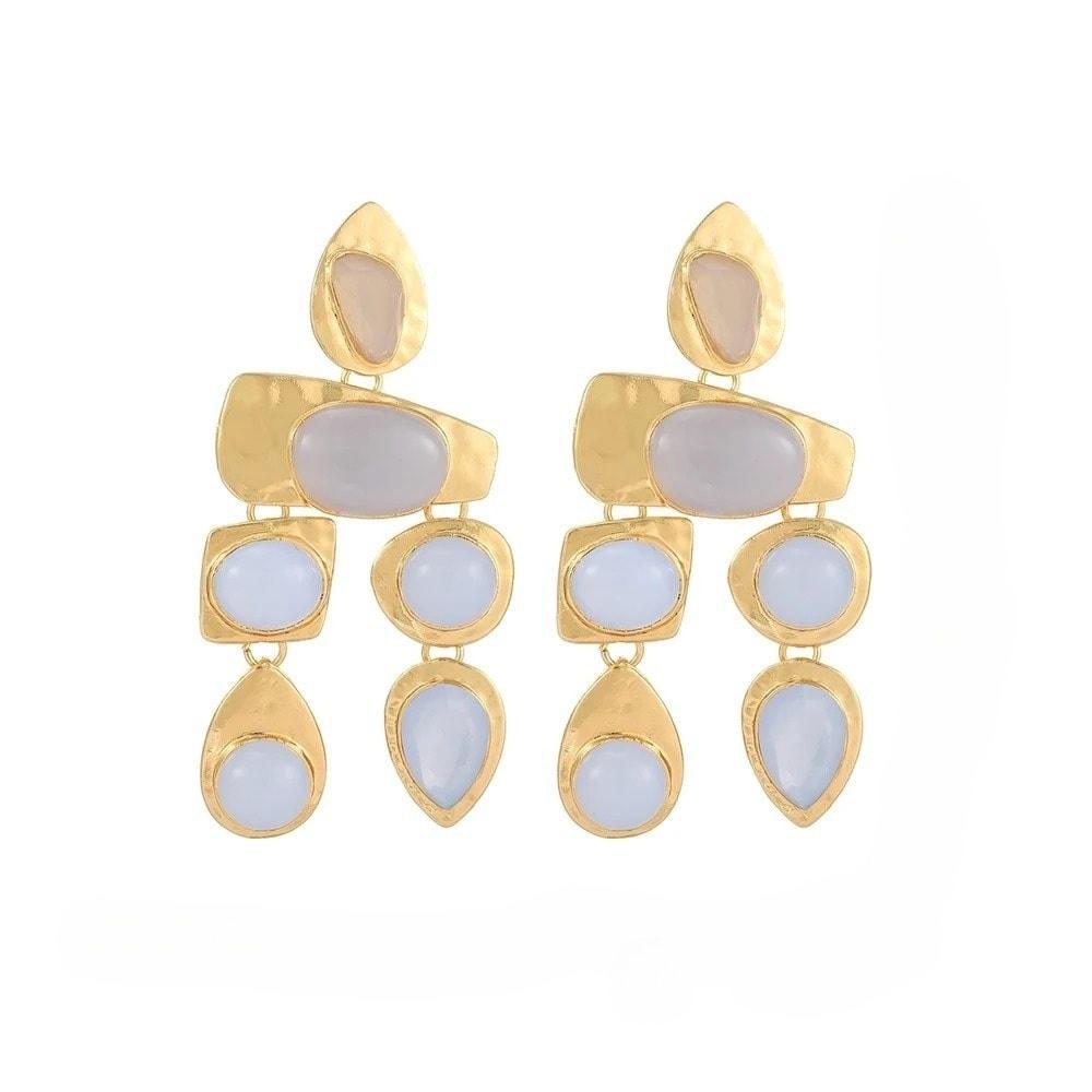 Cercei aurii, masivi, cu pietre, Roy C6 - Pursehuit.ro