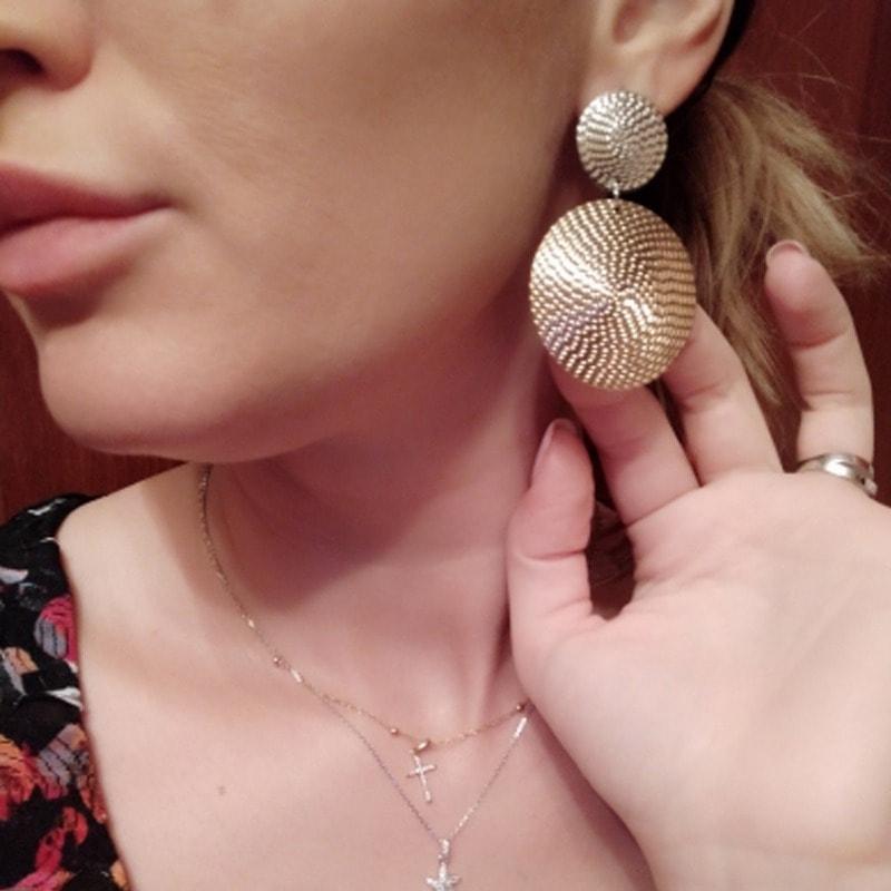 Cercei aurii, rotunzi, cu clips, Samira C3 - Pursehuit.ro