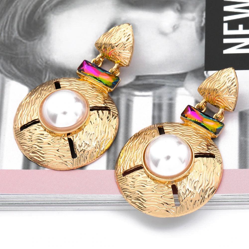 Cercei aurii, rotunzi, cu perla, Ansa C10 - Pursehuit.ro