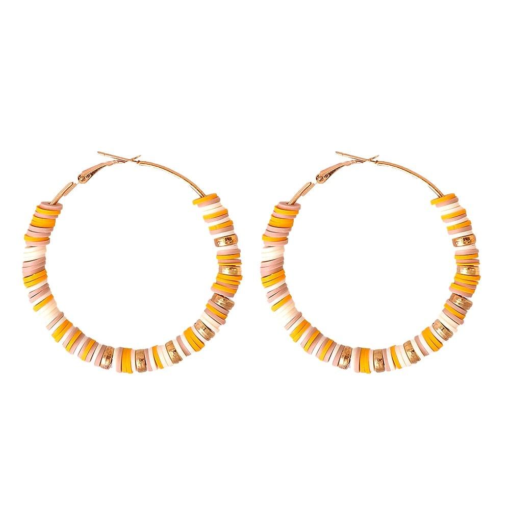 Cercei aurii, rotunzi, cu piese colorate, Fannar C13 - Pursehuit.ro