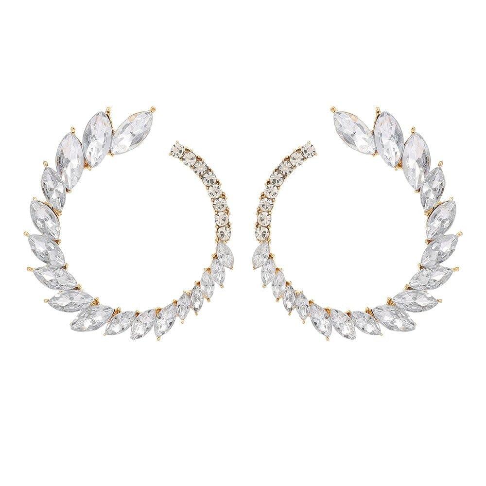 Cercei aurii, rotunzi, cu pietre, Erina C7 - Pursehuit.ro