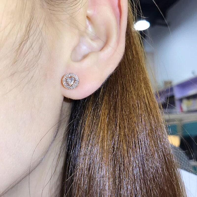 Cercei aurii, rotunzi, cu pietre din zirconiu, Karen C8 - Pursehuit.ro