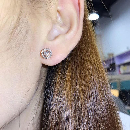 Cercei aurii, rotunzi, cu pietre din zirconiu, Karen C8 - Pursehuit.ro