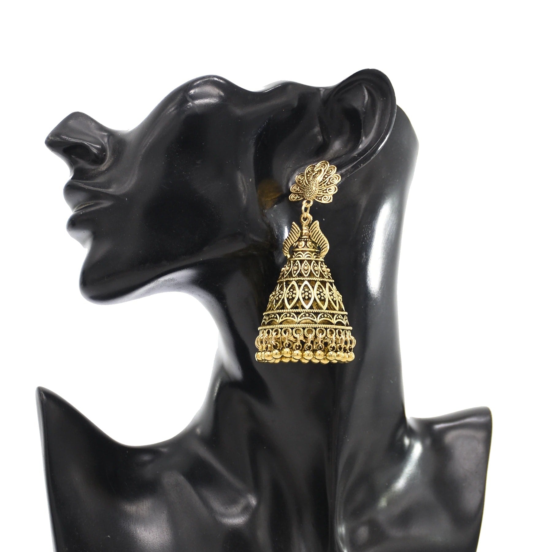 Cercei aurii, stil indian, forma de clopotel, Salmina C20