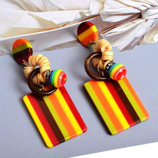 Cercei dreptunghiulari, multicolori, Wendy C1 - Pursehuit.ro