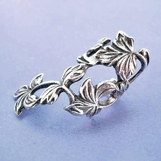 Cercei ear cuff, argintii, cu frunzulite, Thordis C19 - Pursehuit.ro