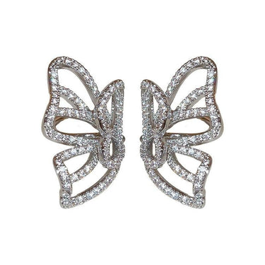 Cercei ear cuff, argintii, forma de fluture, cu pietre din zirconiu, Faith C3 - Pursehuit.ro