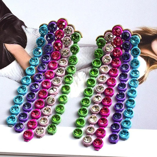 Cercei multicolori, lungi, cu pietre, Verone C2 - Pursehuit.ro