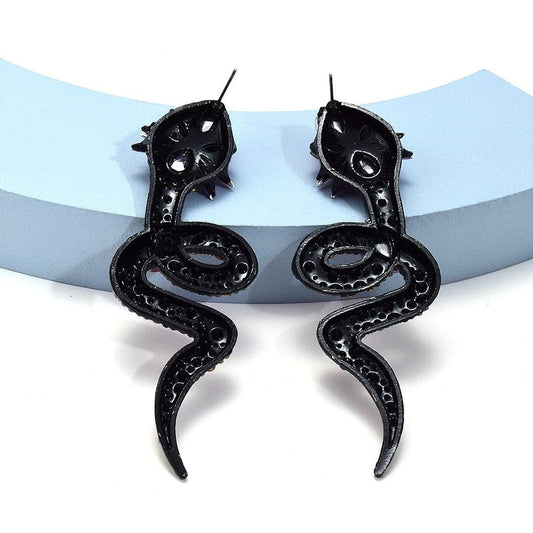 Cercei negri, forma de sarpe, cu pietre, Starkad C2 - Pursehuit.ro