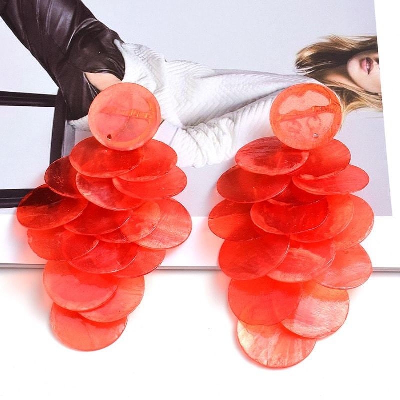 Cercei portocalii, cu piese rotunde suprapuse, Gina C4 - Pursehuit.ro