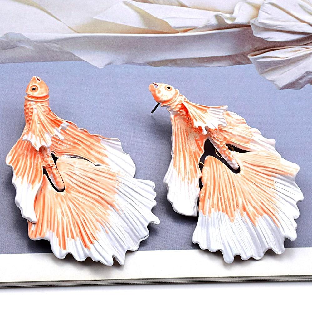 Cercei portocalii, in forma de peste, Germaine C5 - Pursehuit.ro