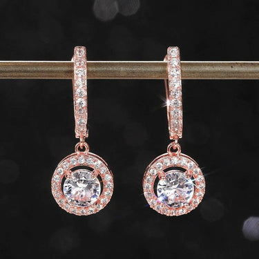 Cercei rose gold, cu pietre din zirconiu, Patience C8 - Pursehuit.ro