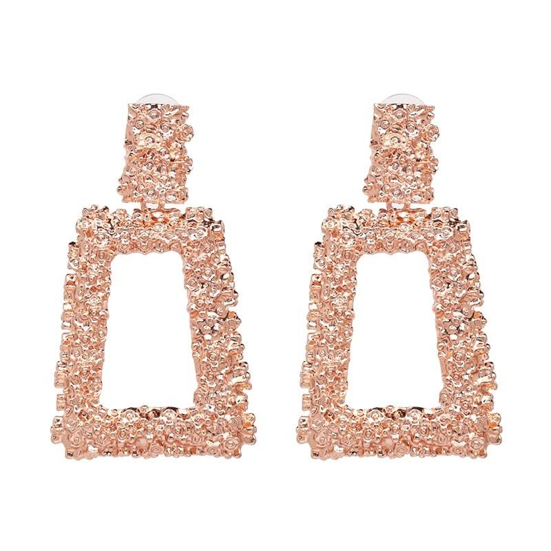 Cercei rose gold, cu textura incretita, Rinna C17 - Pursehuit.ro