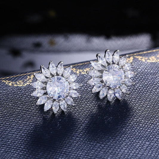 Cercei rotunzi, argintii, cu pietre din zirconiu, Nordis C12 - Pursehuit.ro