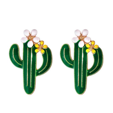 Cercei verzi, forma de cactus, cu flori, Athina C19 - Pursehuit.ro