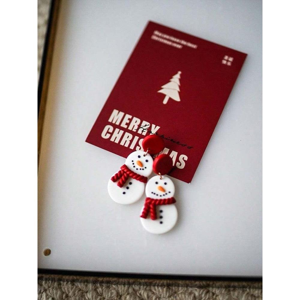 Cercei albi, forma de om de zapada, plus cutie cadou, Snowman C23 - Pursehuit.ro