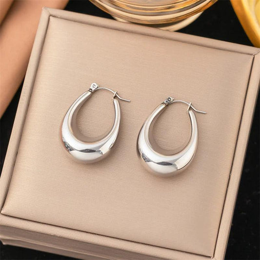 Cercei argintii, din otel inoxidabil, suflati cu aur 18k, Barry C2 - Pursehuit.ro