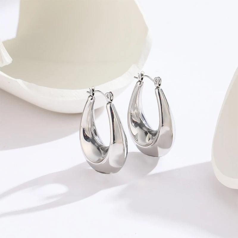 Cercei argintii, din otel inoxidabil, suflati cu aur 18k, Barry C2 - Pursehuit.ro