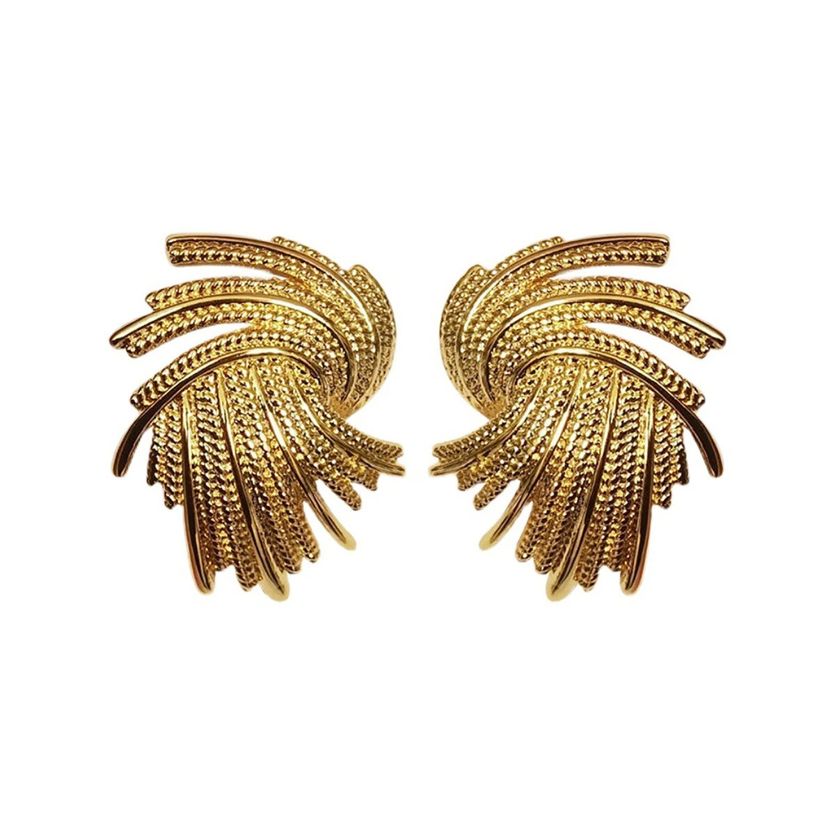 Cercei aurii, impletiti, din otel inoxidabil, suflati cu aur 18k, Sesilia C4