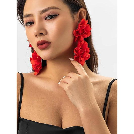 Cercei rosii, forma de floare, Bethany C16 - Pursehuit.ro