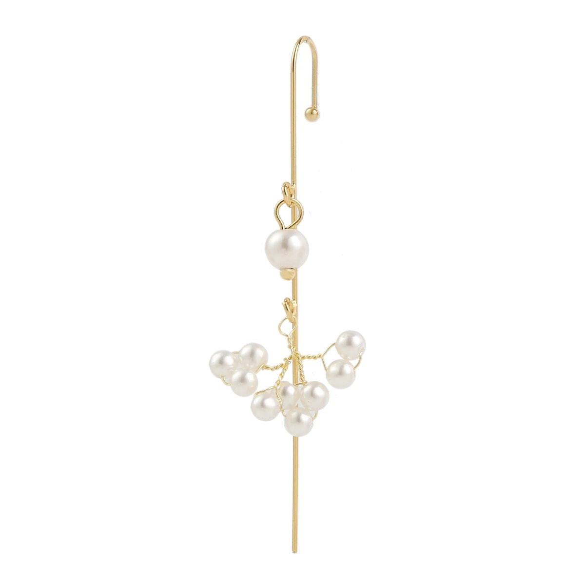 Cercel ear cuff, auriu, cu perlute, Federica C13 OUT - Pursehuit.ro