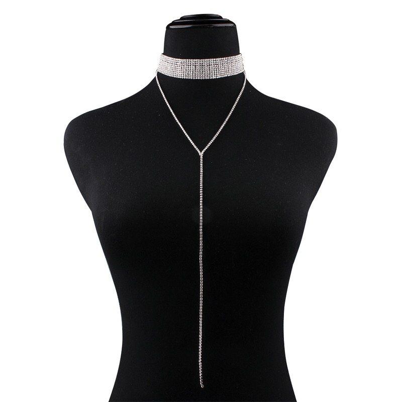 Colier Choker argintiu, cu pietre, Dea C1 - Pursehuit.ro