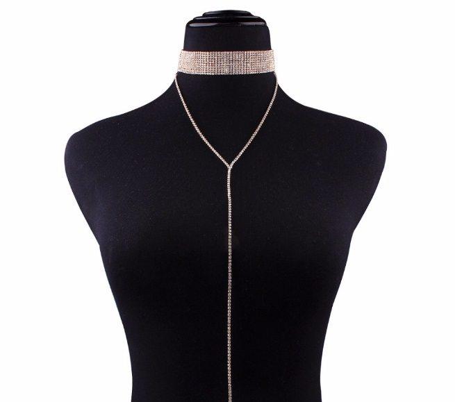 Colier Choker auriu, cu pietre, Dea C4 - Pursehuit.ro