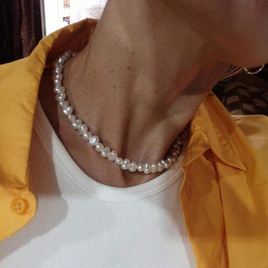 Colier argintiu, cu perle, Orla C4 - Pursehuit.ro