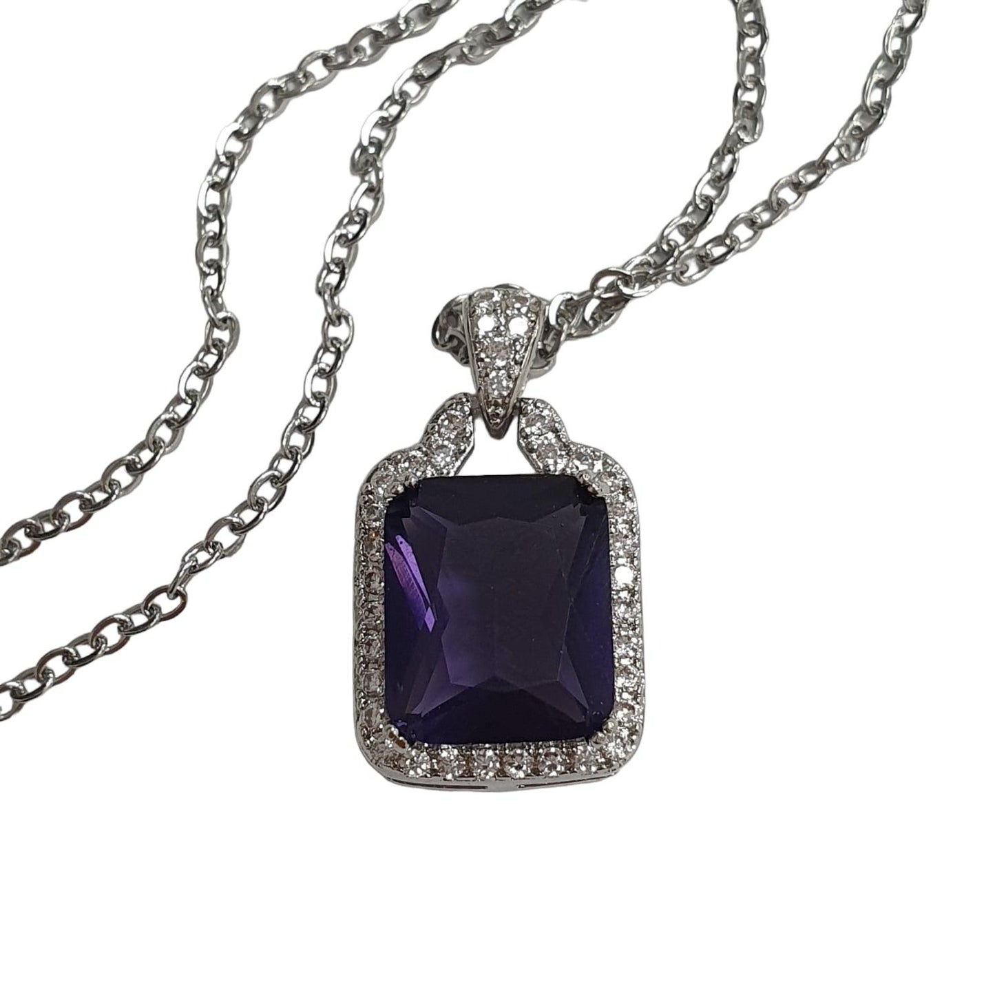 Colier argintiu, cu pietre din zirconiu, Siena C10 - Pursehuit.ro