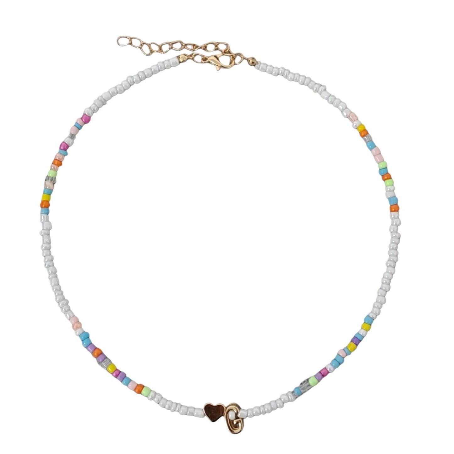 Colier auriu, cu margelute colorate, litera G C2 - Pursehuit.ro