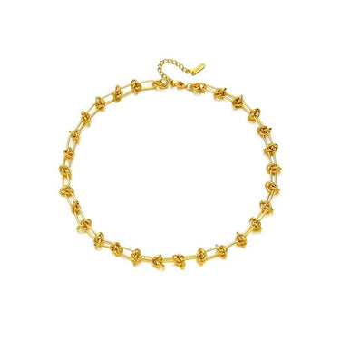 Colier auriu, din otel inoxidabil, cu noduri, suflat cu aur 18k, Darleen C5 - Pursehuit.ro