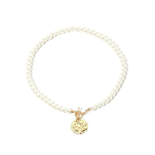 Colier auriu, cu perle si banut, Adelbert C16 - Pursehuit.ro
