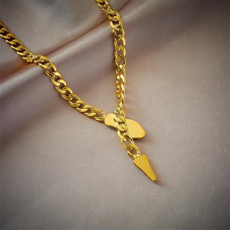 Colier auriu, cu zale, in forma de sarpe, cu pietre, suflat cu aur 18k, Delfina C5 - Pursehuit.ro