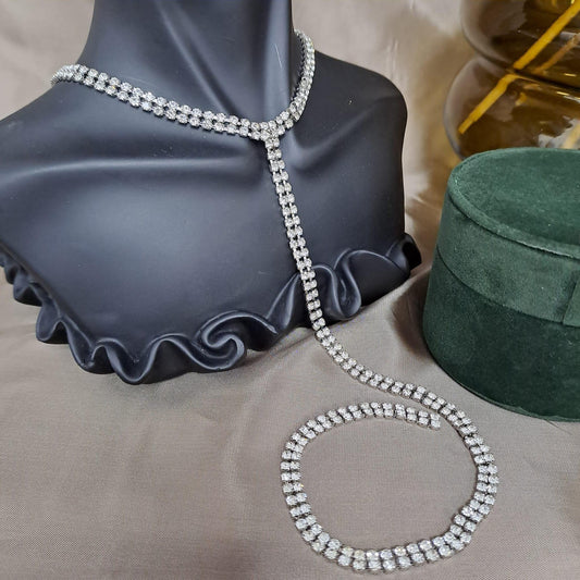 Colier choker, argintiu, cu pietre, Diana C1 - Pursehuit.ro