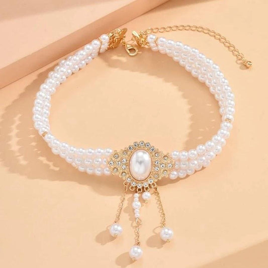 Colier choker, auriu, cu perle, Ose C5 - Pursehuit.ro